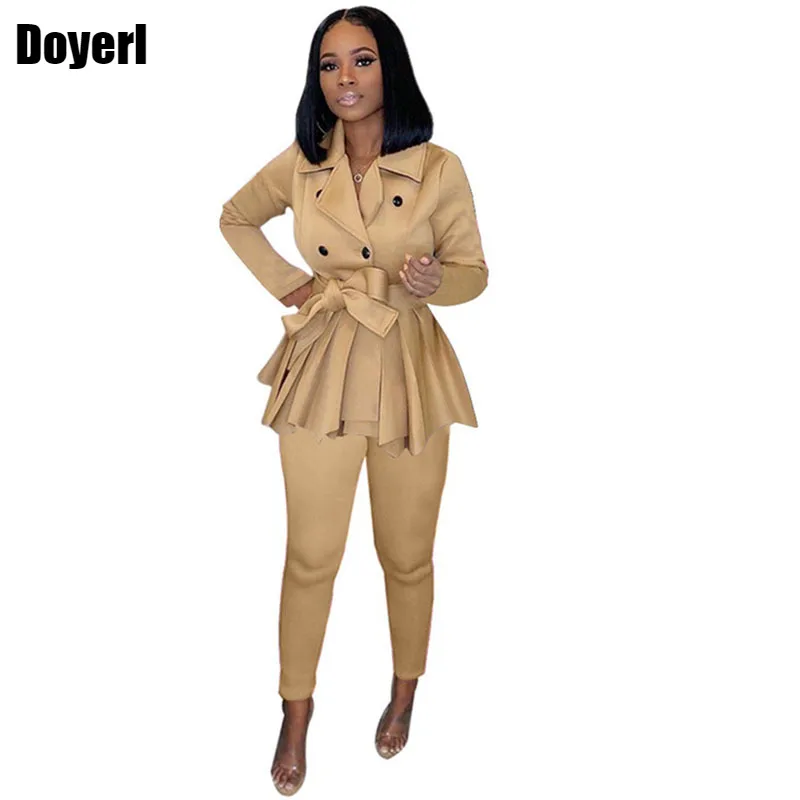 

Autumn Winter Women Set Pants and Top Set Women 2 Piece Outfits Pleated Blazer Jacket Bodycon Office Elegant Two Piece Sets Suit