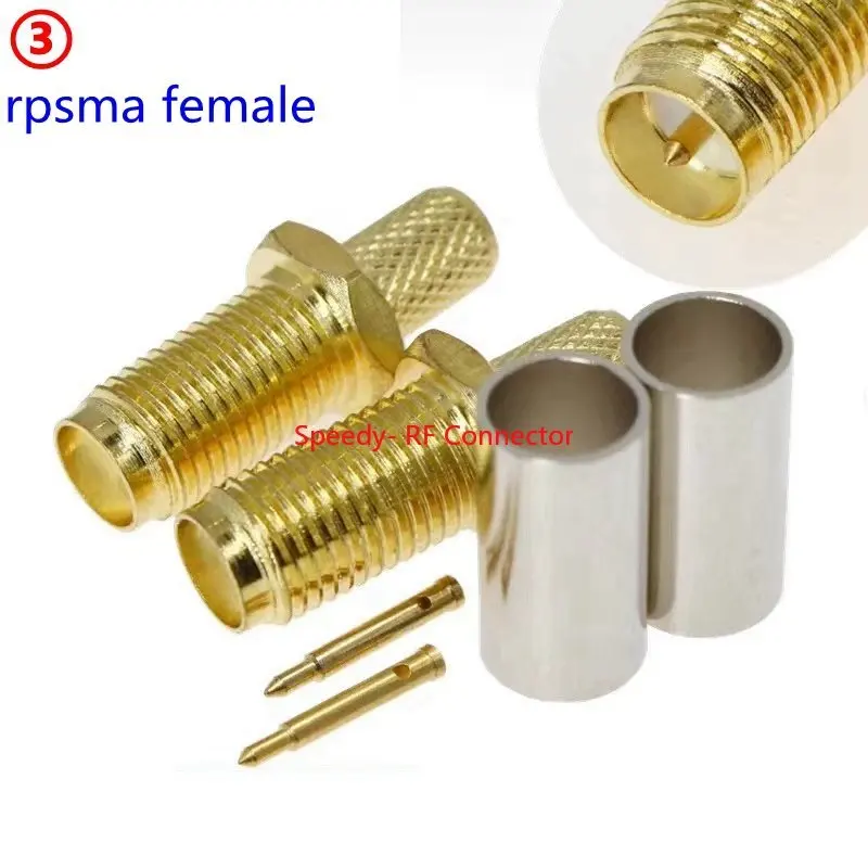 100 шт. SMA штекер мама RPSMA папа SMAJ-3 обжимной разъем для RG58 U LMR195 RG142 RG400 кабель