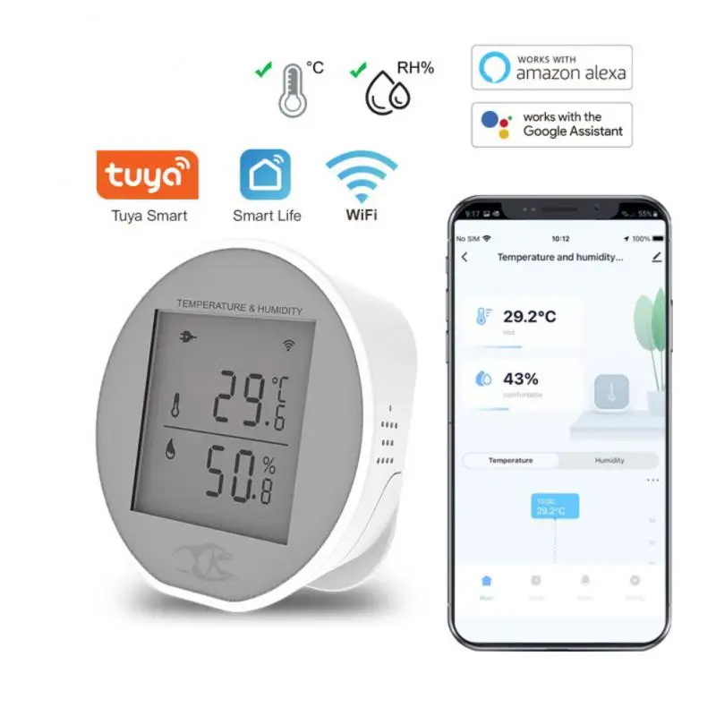 

Smart Life Temperature Humidity Sensor 1pc Smart Home Thermometer Detector Indoor Tuya Wifi Hygrometer Wifi Meter Sensor