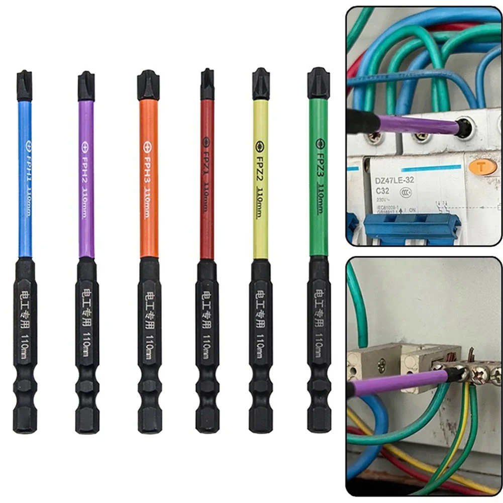 3/6 шт. 65/110 мм биты для отверток электрика шлицевая крестовая магнитная отвертка с