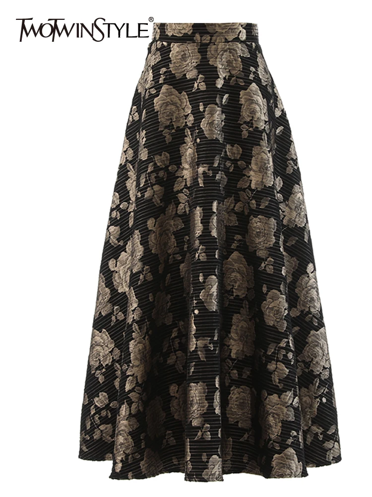 

Женская Юбка-миди TWOTWINSTYLE, винтажная разноцветная юбка с цветочным принтом и высокой талией, элегантная длинная юбка трапециевидной формы, ж...