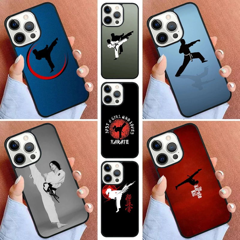 Японский чехол для телефона Karate Girl iPhone 16 15 14 Pro Max 11 13 12 Mini SE 2020 6S 7 8 Plus