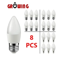 8pcs led candle lamp c37 220v 3w 7w e14 e27 b22 high light efficiency strobe free for crystal lamp kitchen study