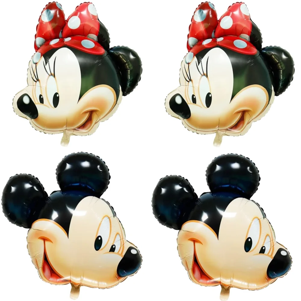 4/6Pcs Giant Mickey Minnie Mouse Head Balloons Cartoon Foil Balloon Baby Shower Birthday Party Decorations Kids Classic Toy Gift