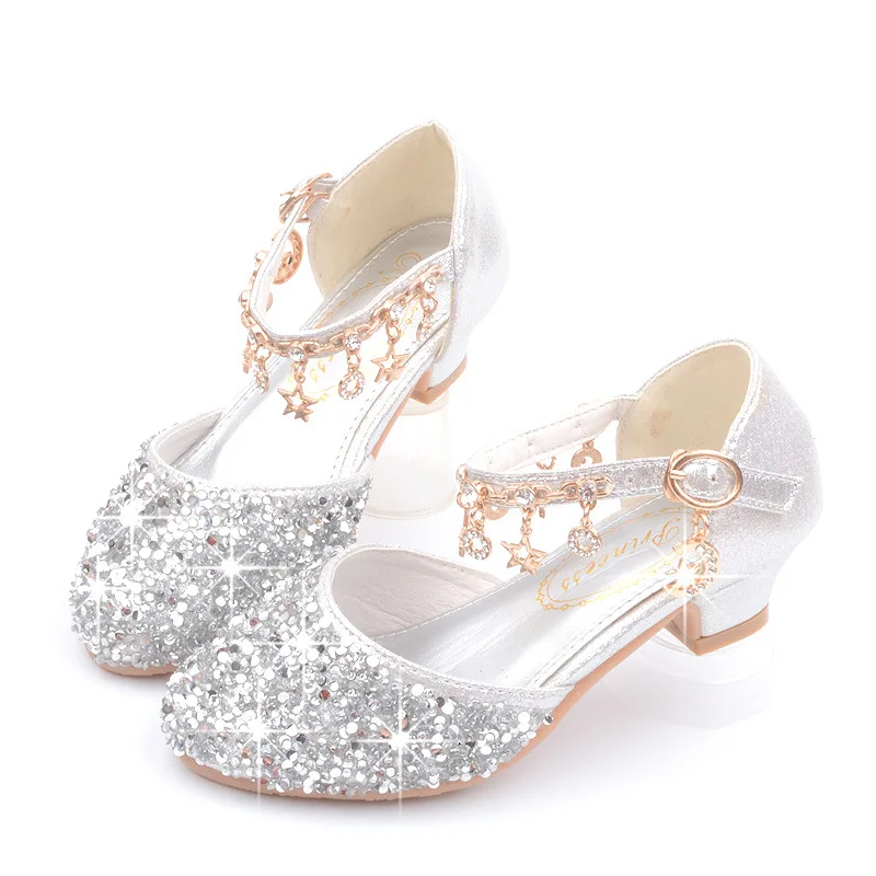 Korean Children's Shoes New Girls' High Heels Sequins Spring And Autumn Children's Princess Shoes Student Performance Shoes