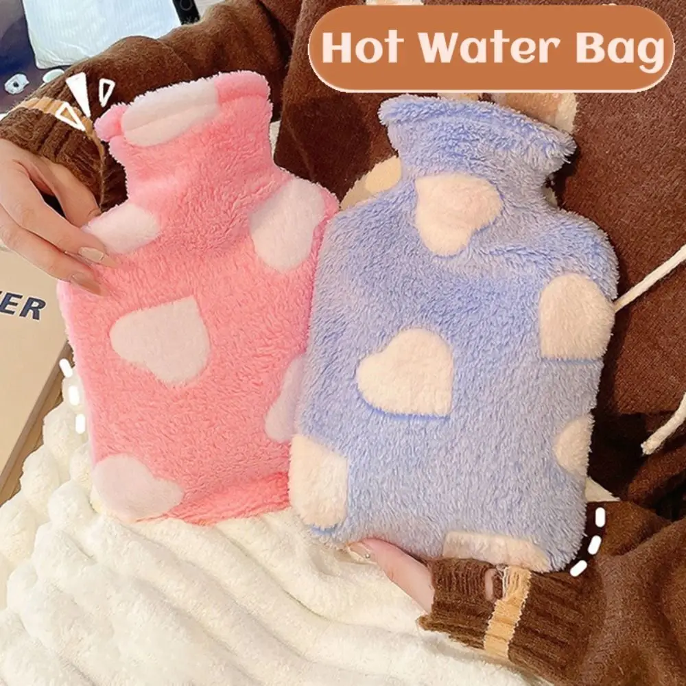 Плюшевый чехол сумка для горячей воды 500/1000 мл грелка рук с сердечным узором