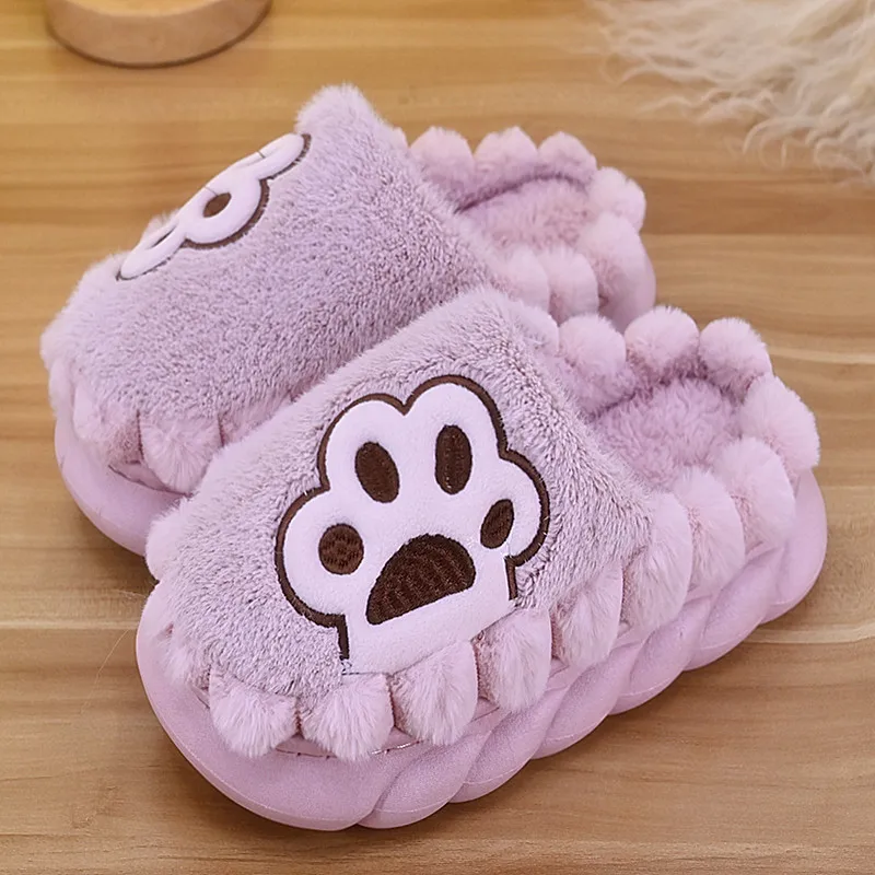 

Пушистые тапочки на платформе с лапами животных, женские домашние тапочки на толстой подошве, увеличивающие рост, зимние плюшевые тапочки с...