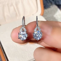 2022 new fashion silver color inlaid white zircon dangle earrings for women luxury elegant party engagement wedding jewelry