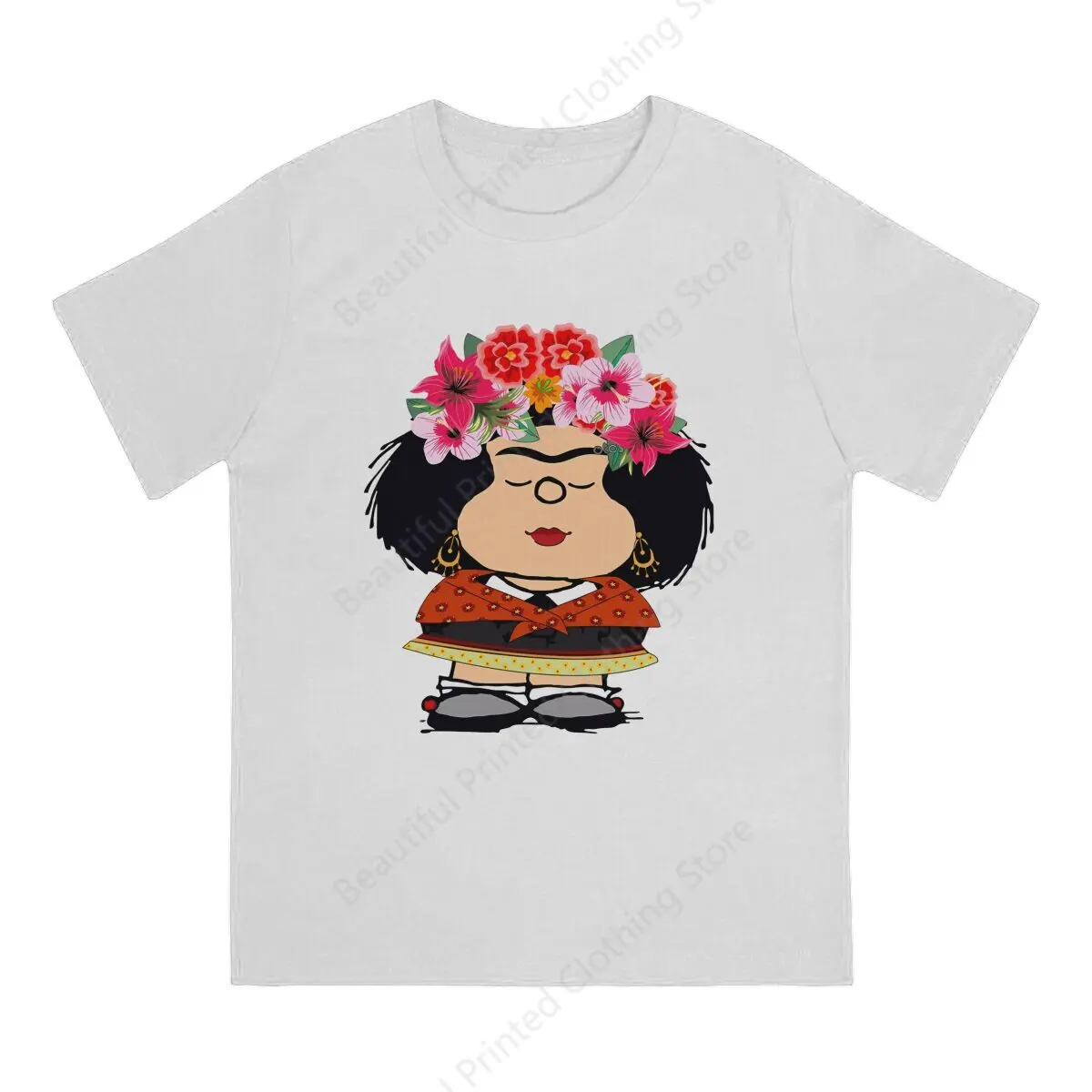 Футболка из 100% хлопка Mafalda Kahlo Fanart с принтом модные мужские и женские футболки