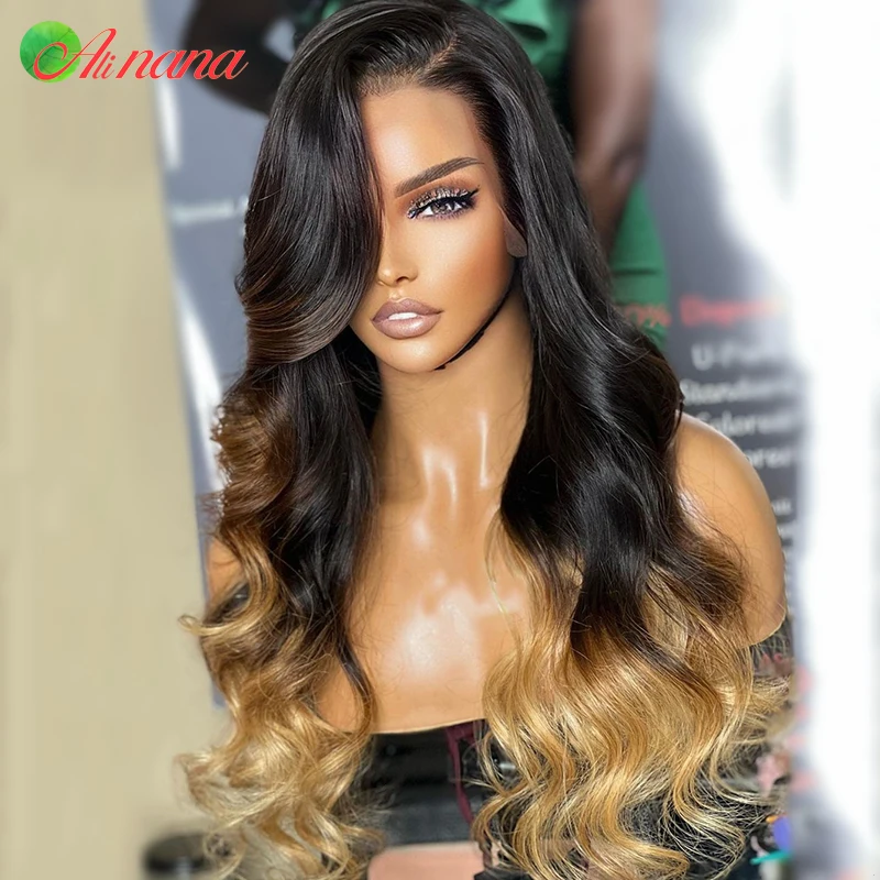 Парик Alinana 13x 6 на сетке спереди с эффектом омбре 27 цветов волнистый прозрачный