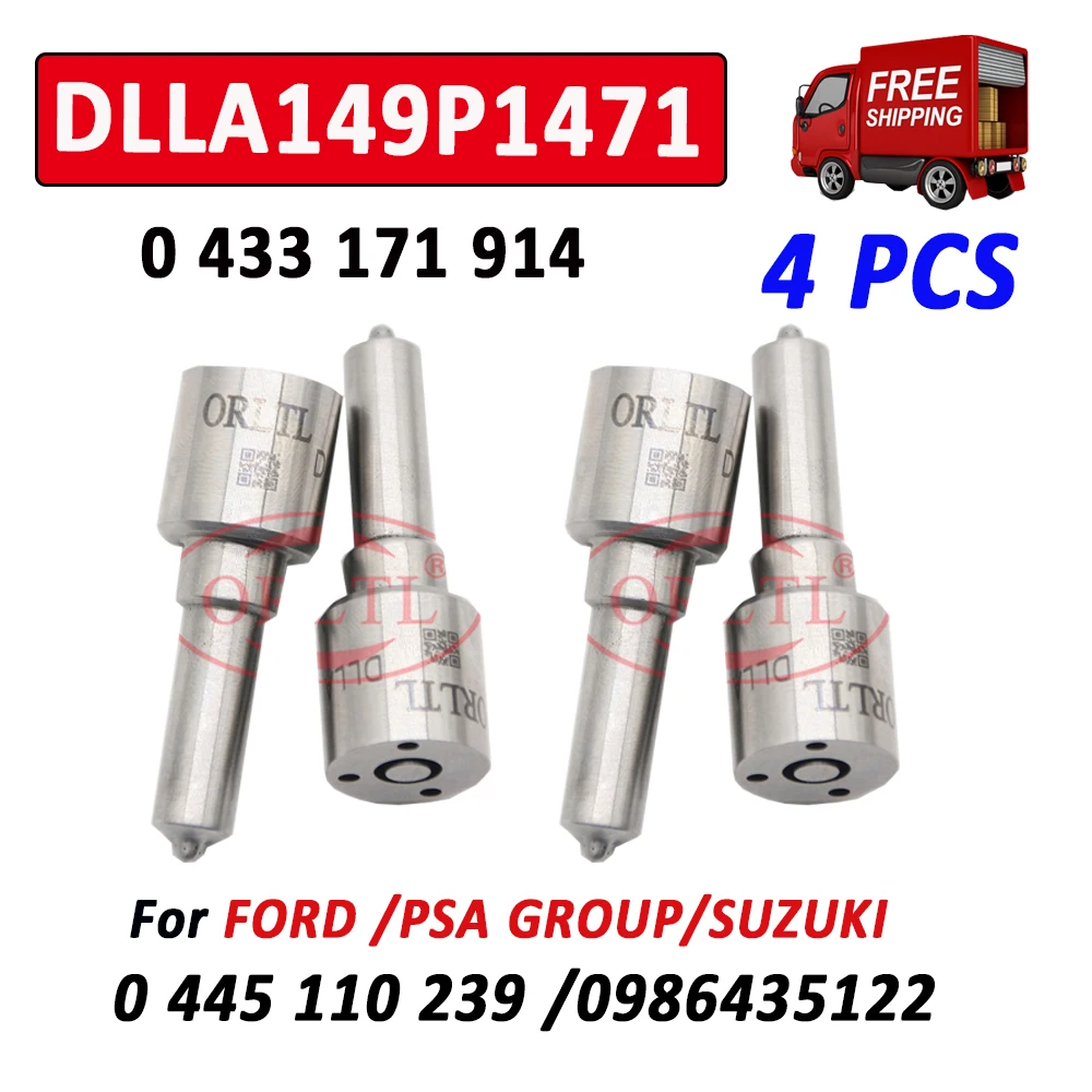 Фото 4 штуки форсунок DLLA 149 P1471 для дизельных двигателей, DLLA149P1471 0433171914 для FORD SUZUKI 0 445 110 239 0986435122 0445110239 №1
