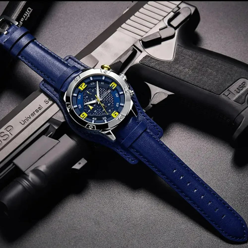 Часы MEGIR мужские с большим циферблатом Брендовые спортивные водонепроницаемые