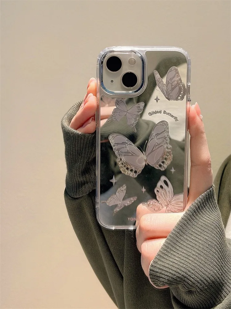 

Superior sense butterfly Phone Case for IPhone 14 13 12 11 Pro X XR XS Max SE2020 2022 minority 7 8 Plus mirror Cover