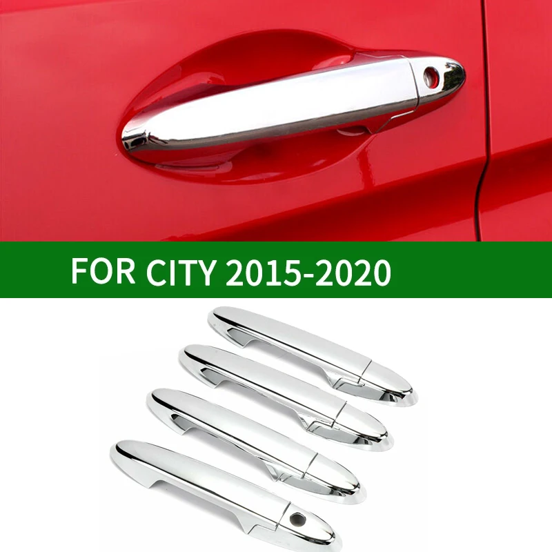 

Chrome Car Outside Exterior Side Door Handle Protector Cover Trim for Honda CITY 2015-2020