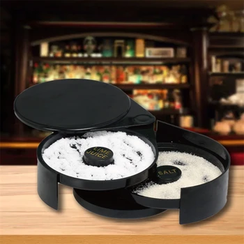 Black three-layer plastic salt edge box salt dipping device sugar edge box juice cocktail seasoning box 2