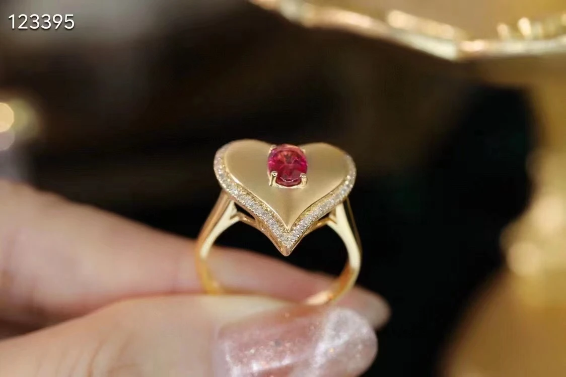 Кольцо в форме персикового сердца XCL 18K Изящные Ювелирные изделия для леди