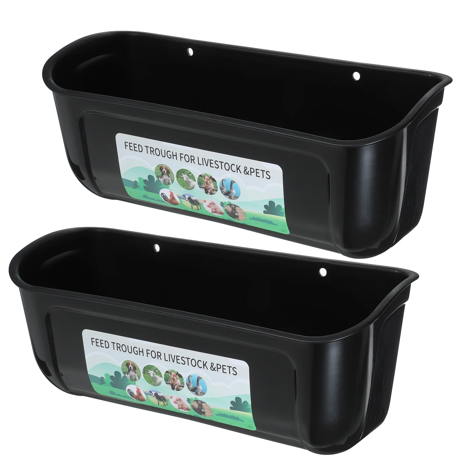 

2 Pcs Horse Feed Bucket Chick Feeder Food Goat Poultry Feeding Container Pp Tray