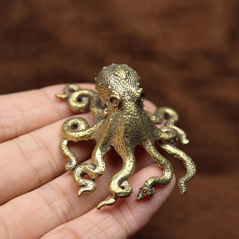 Фигурка осьминога латунная ретро-фигурка винтажный декор для стола в античном