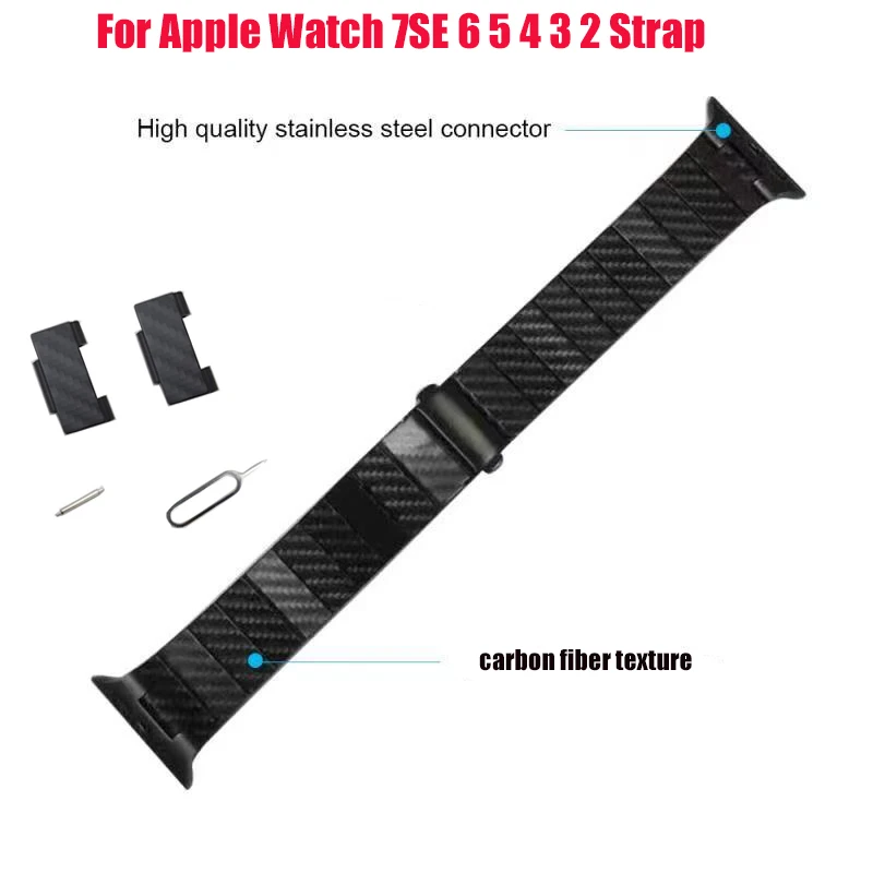 

Ремешок из углеродного волокна для Apple Watch 7 SE 41 мм 45 мм, ремешок для часов 40 мм 38 мм 42 мм 44 мм, браслет для Apple iWatch 7 6 5 4 3