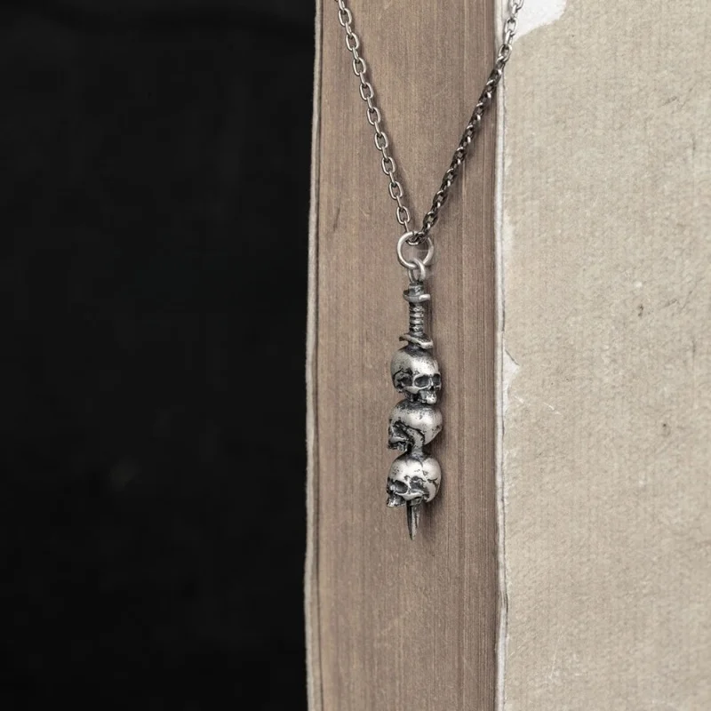 BOCAI S925 Стерлингового Серебра Подвески для Женщин Мужчин Ретро Череп-Голова Меч