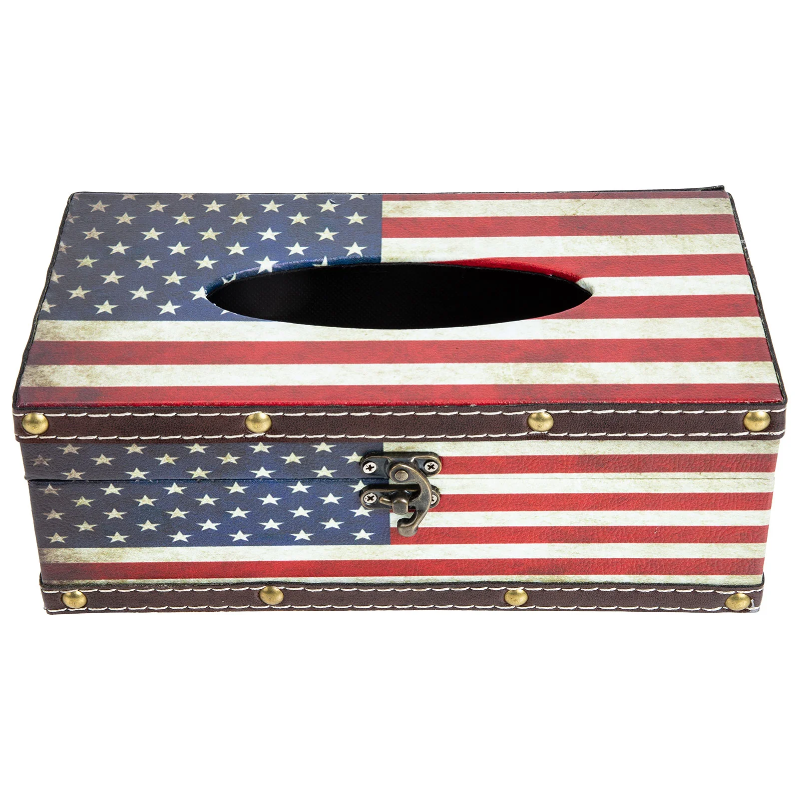 

Tissue Box Cover Holder Napkin Wooden Rectangular Dispenser Decor European Americana Facial Covers Bathroom Wood Patriotic Paper