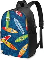 various surfboard business laptop school bookbag travel backpack with usb charging port headphone port fit 17 in