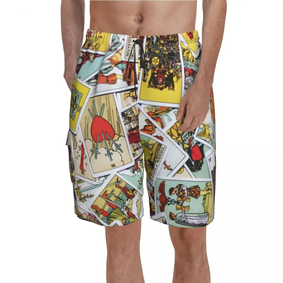 

Tarot Board Shorts Tarot Card Collection Beach Shorts Elastic Waist Funny Design Swimming Trunks Plus Size