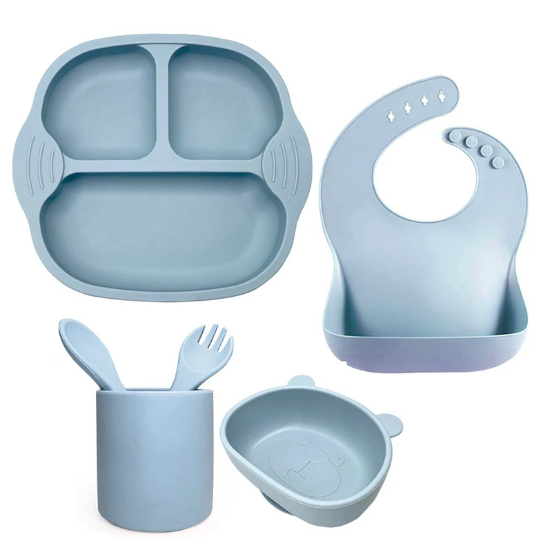 

6Pcs Silicone Baby Feeding Set, Toddler Utensils, Baby Bowls With Suction Toddler Bowls Set Dishwasher Safe