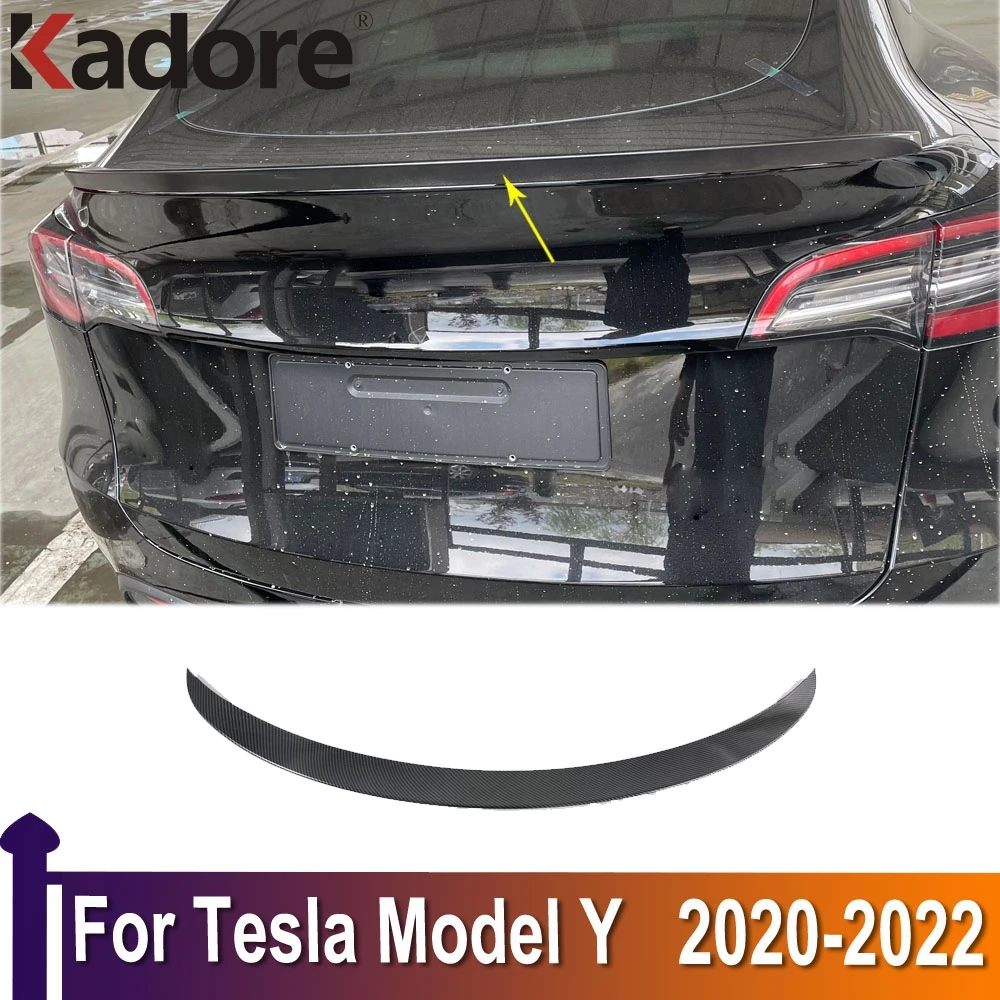 

For Tesla Model Y 2020 2021 2022 Rear Trunk Lid Cover Trim Tail Gate Protector Exterior Accessories ABS Carbon Fiber