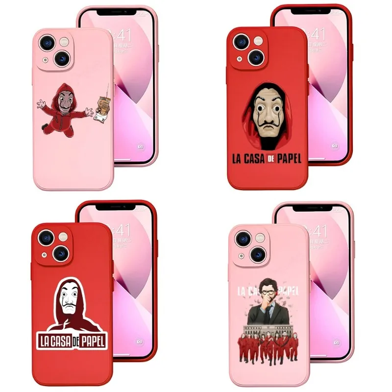 

La Casa De Papel Spanish TV Phone Case Red Pink for IPhone 12 Pro 13 11 Pro Max Mini Xs X Xr 7 8 6 6s Plus Se 2020 Funda Cover