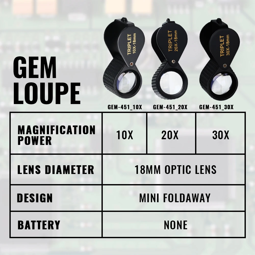 10-30X карманная лупа увеличительное стекло для ювелирных изделий складная с