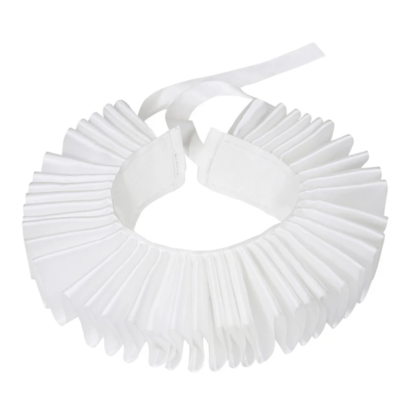 

Victorian Elizabethan Ruffled Neck Collar Silky Satin Clown Cosplay Choker Necklace Wrap Scarf Halloween Party Drop Shipping