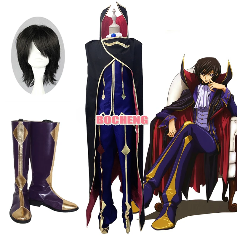 

Anime Code Geass Cosplay Lelouch of the Rebellion R2 Costume Zero Outfits Cosplay Costume Wig Shoes Halloween Carnival Party