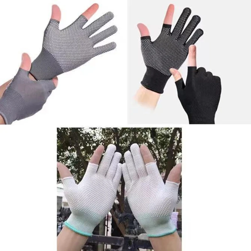 

Зимние мужские перчатки женские теплые офисные толстые вязаные шерстяные перчатки с двумя пальцами для игр и письма перчатки без пальцев для телефона