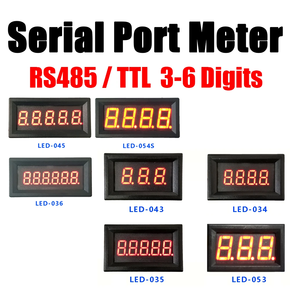 

RS485 Serial Port Meter LED Digital Tube Display 485 TTL Display Module PLC Communication MODBUS RTU ASCII DC 5V - 36V 12V 24V