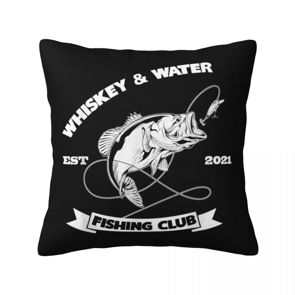 

Whiskey Water Fishing Club Pillow Case Hobby Decorative Polyester Pillowcase Hugging Zipper Summer Cover