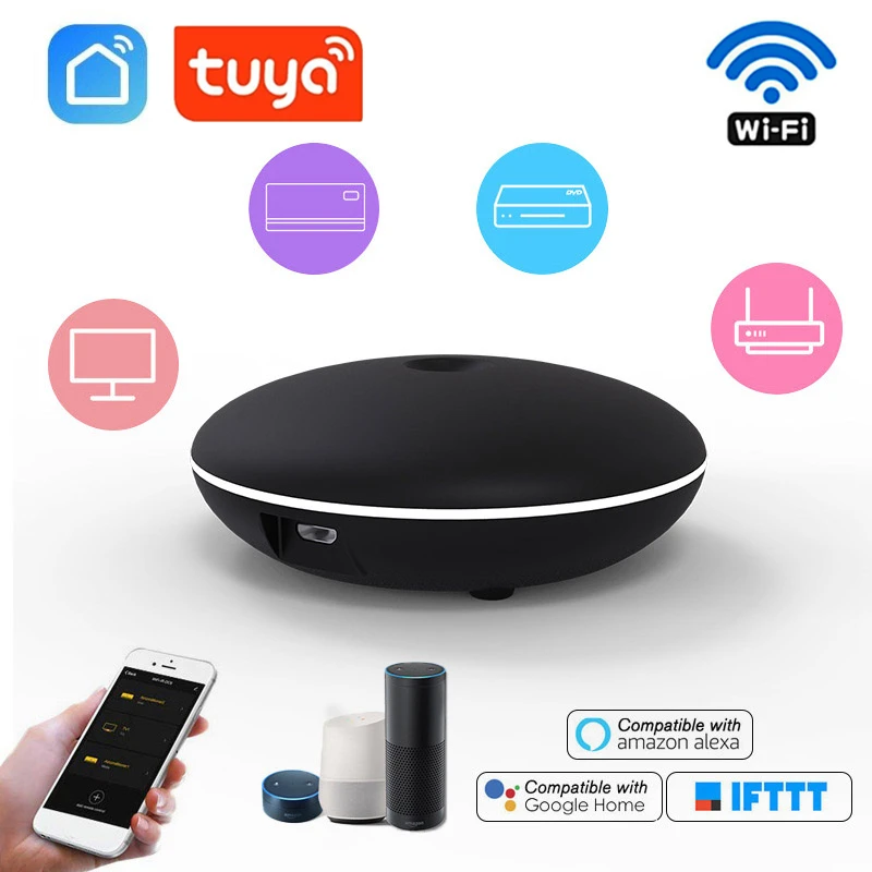 

Smart WiFi IR Universal Remote Controller For Air Conditioner TV Via Smart Life/Tuya APP Smart Hub Work With Alexa Google Home