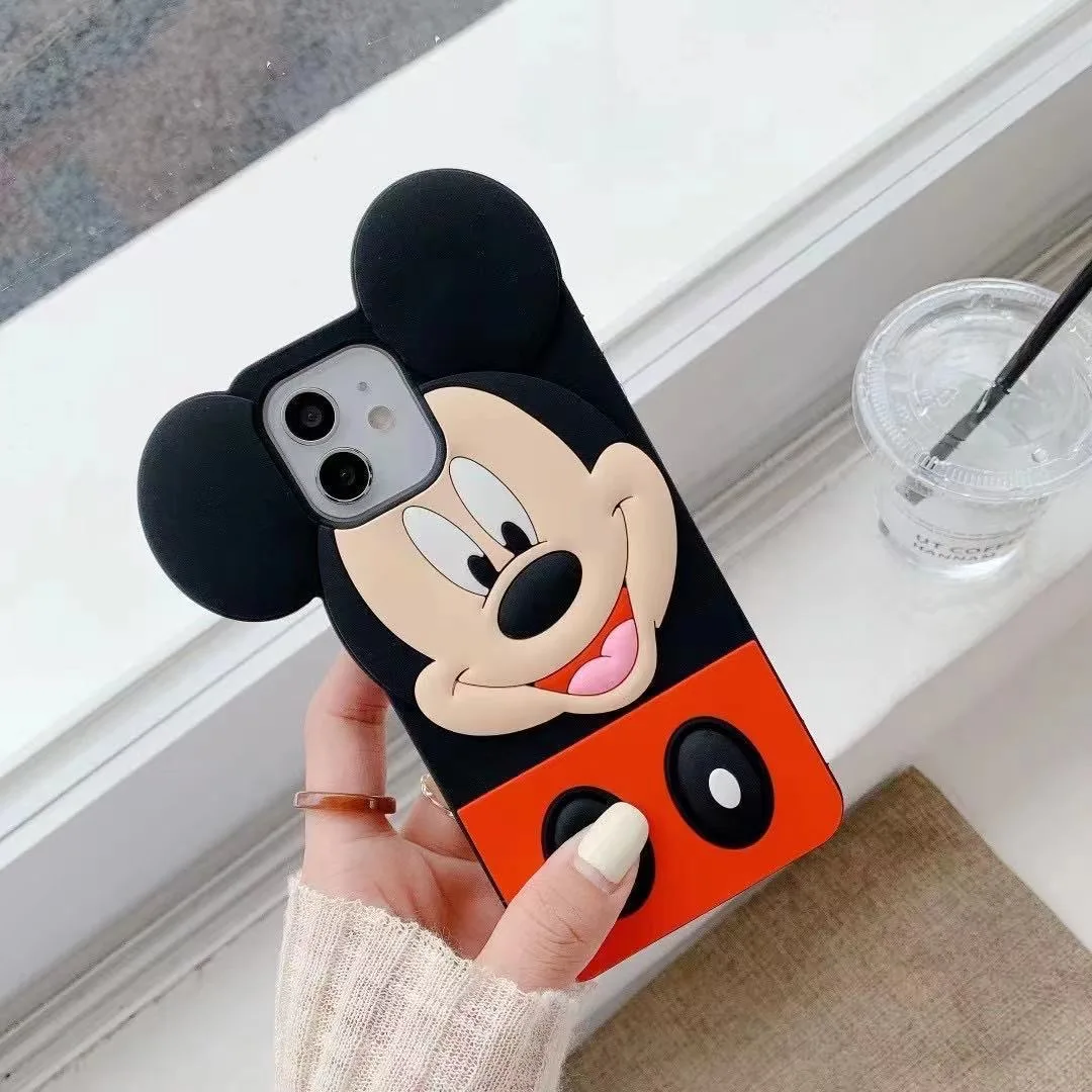 

3D Cartoon Disney Mickey Silica gel Phone Cases For iPhone 12 11 Pro Max Mini XR XS MAX 8 X 7 SE Couple Anti-drop Soft Cover