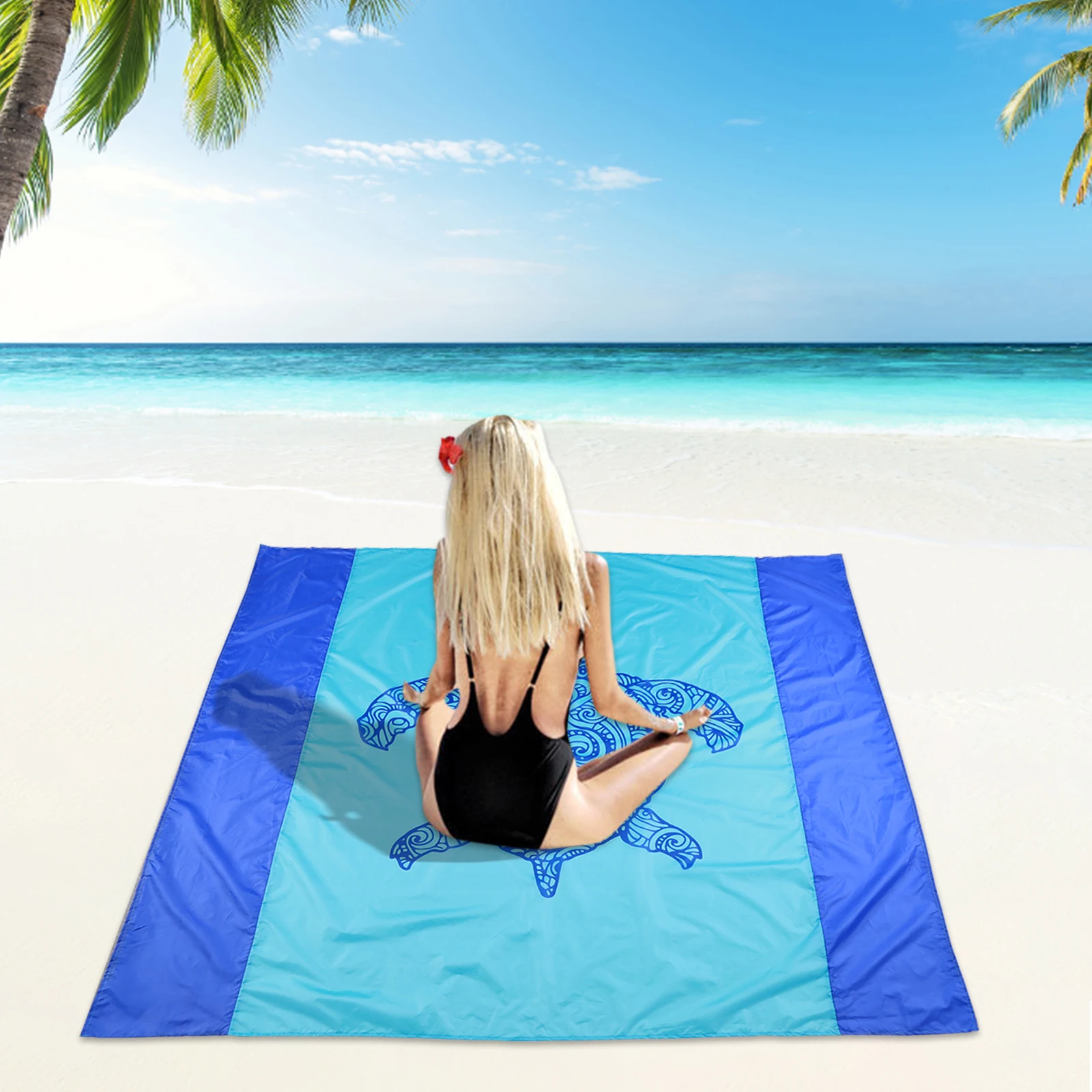 

Очень большой пляжный коврик, складной легкий влагостойкий коврик для кемпинга, пешего туризма, путешествий, легкая переноска, прочные дета...