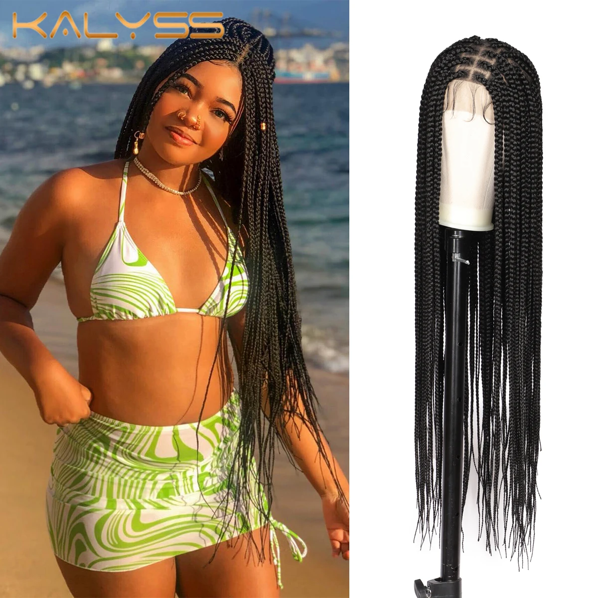 

Kalyss 36-дюймовые бесшовные плетеные искусственные Искусственные парики для черных женщин