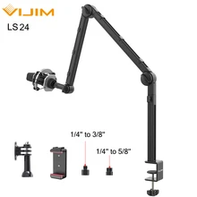 VIJIM LS24 Desktop Microphone Stand 360° Adjustable Suspension Boom Mic Arm With 1/4 Screw Photography Studio Supplies