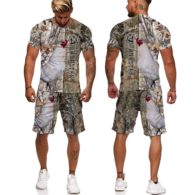 Прохладный Фазан Петух Охота Camo Футболка Костюм 3d Печатных Животное Короткие