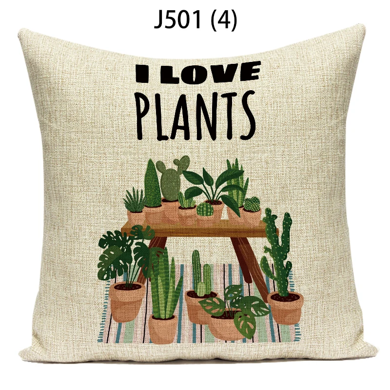 

New Throw Pillowcase 45x45 Plant Home Decor Velvet Artistic Letter Retro Style Polyster Linen Cushion Cover Summer Textile E2045