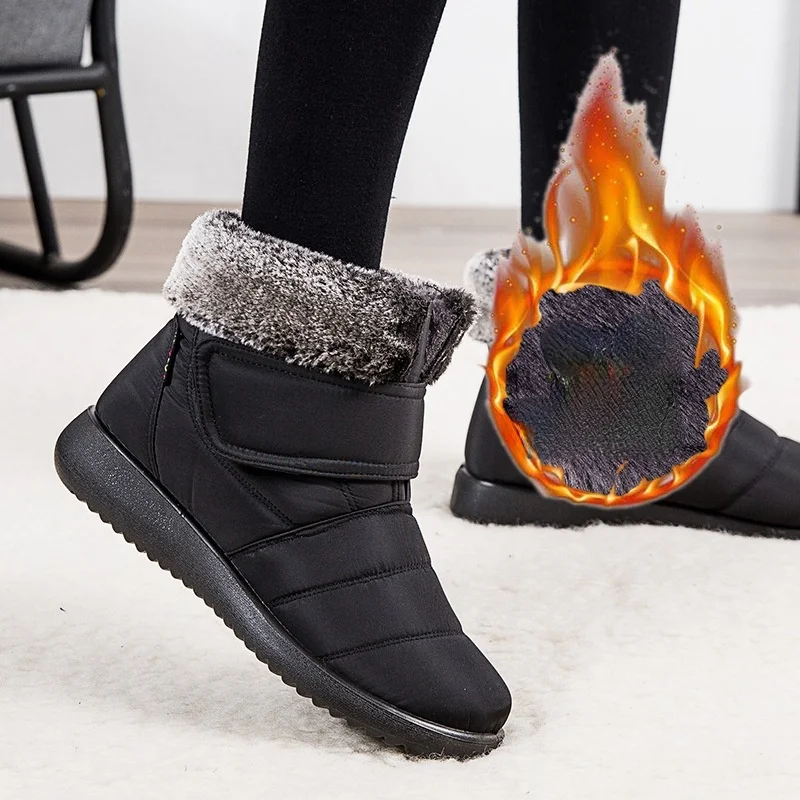 2022 New Snow Boots Women Winter Fashion Flock Short Boots Women Plus Velvet Warm Cotton Shoes for Woman Plus Size Boots Ladies