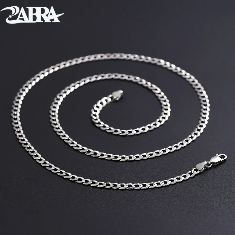 

ZABRA S925 Silver Necklace Men's Trendy Hip-hop Style High Street Collarbone Chain Men's Ins Cuban Chain Design Is Niche