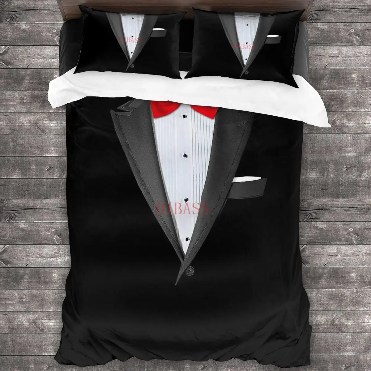 

Realistic Tuxedo Shirt Soft Microfiber Comforter Set with 2 Pillowcase Quilt Cover With Zipper Closure