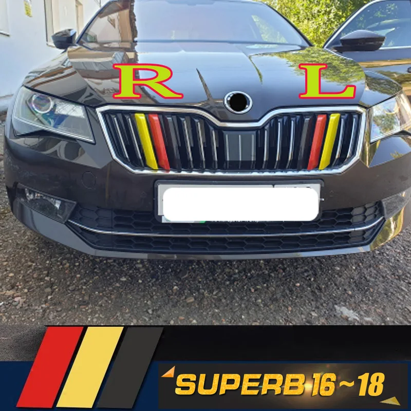 

Для украшения передней решетки Skoda Superb, автомобильный стиль, внешние аксессуары из АБС-пластика, украшение гоночной решетки, 3 цвета, 2016, 2015 г., 2018 г.