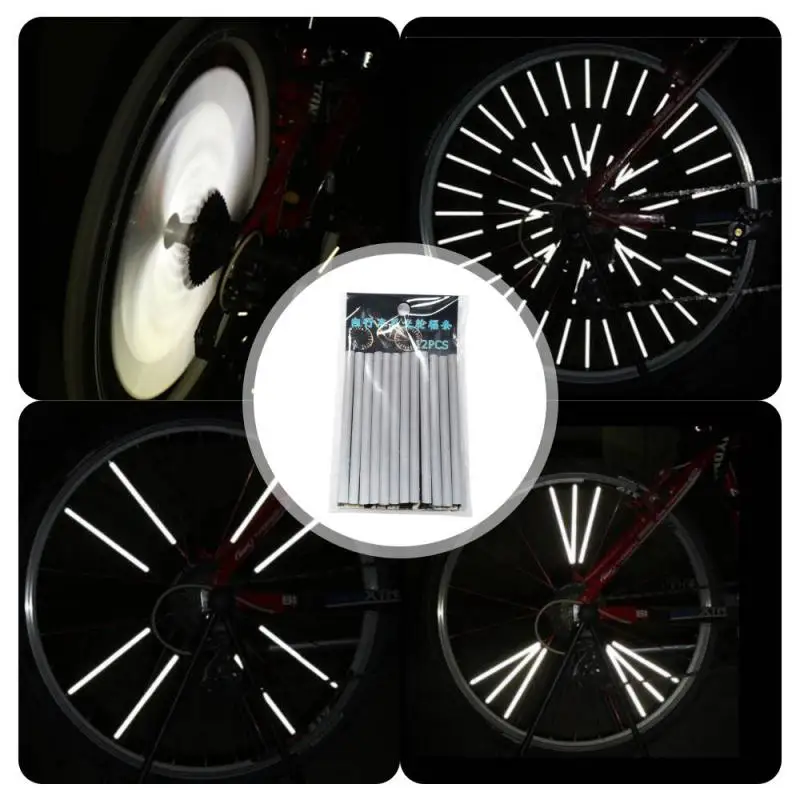 

Bicycle Spoke Reflective Stripe Bike Spokes Reflector Steel Wire Lamp Warning Tape Bicicleta MTB Road Bicycle Accessories 12pcs