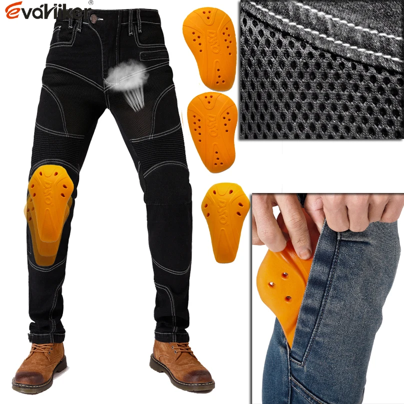 H-034 blue Jeans Leisure Motorcycle Men's Outdoor Jean Ventilation and ventilation With vents cycling Pants With Protect Equip