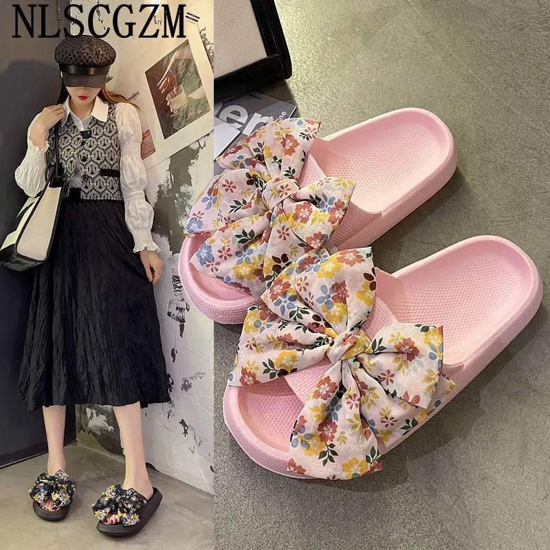 

Ladies Shoes Slippers Women Luxury Platform Shoes Slippers for Women Butterfly Knot Summer Slides Shoes Zapatillas De Mujer